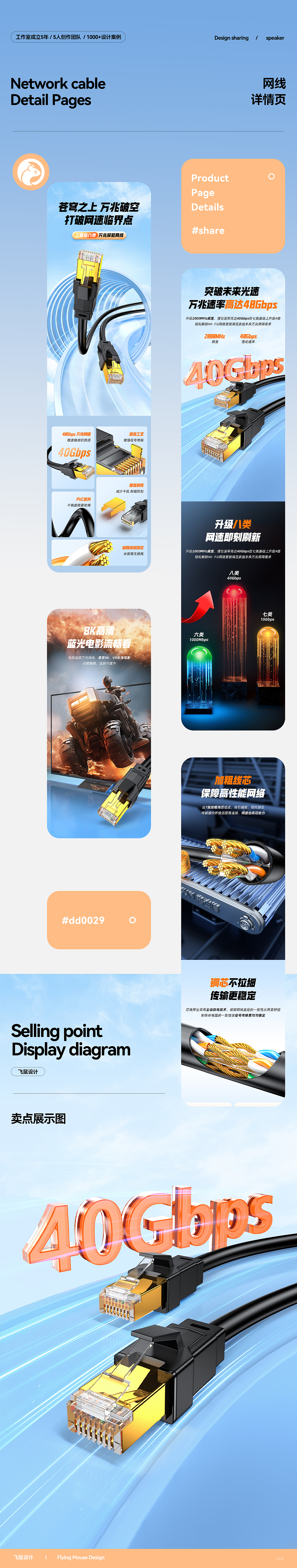 网线 八类网线详情页设计 建模渲染效果图