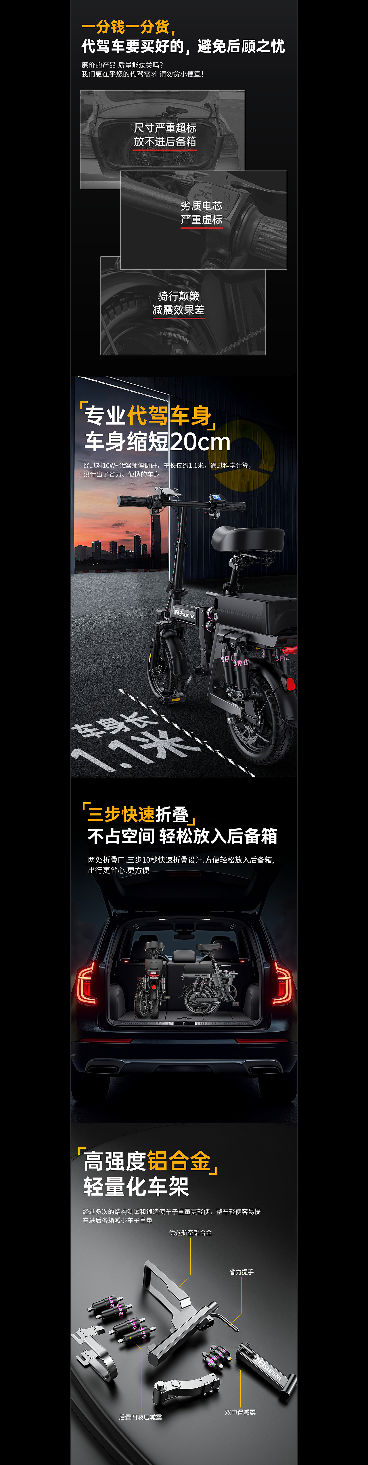 普莱德+新日品牌折叠电动车爆款详情全案渲染设计（图ZMzkwMjA3MzQ4） - 产品 - 站酷设计师贵哥AIGC设计C4D原创素材 - 站酷ZCOOL