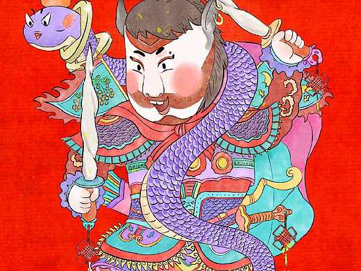 为蛇年设计的小门神