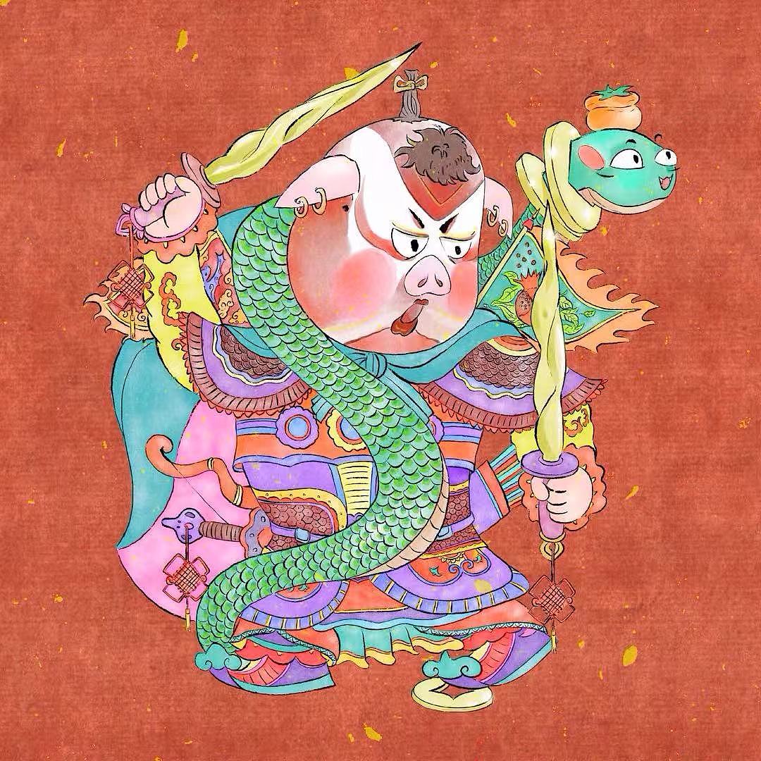 为蛇年设计的小门神