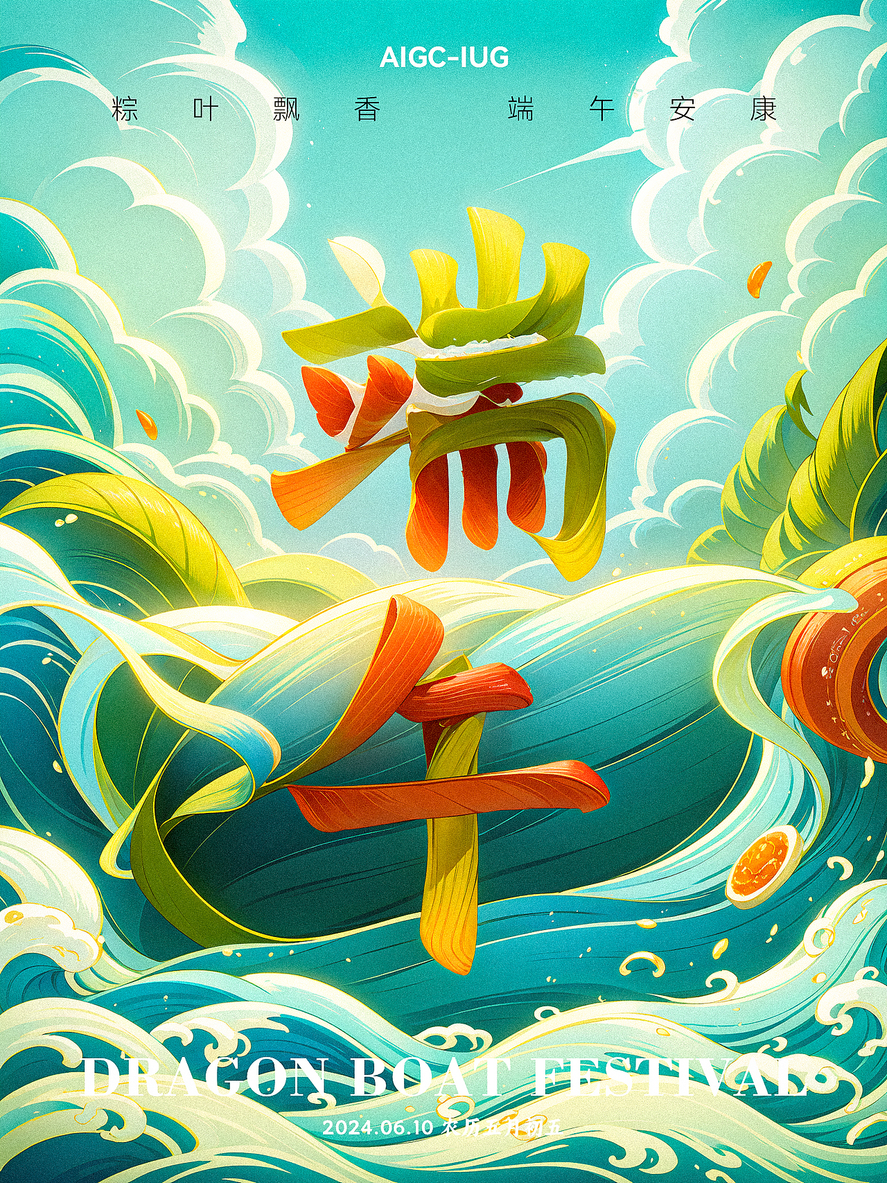 AIGC~端午创意字海报