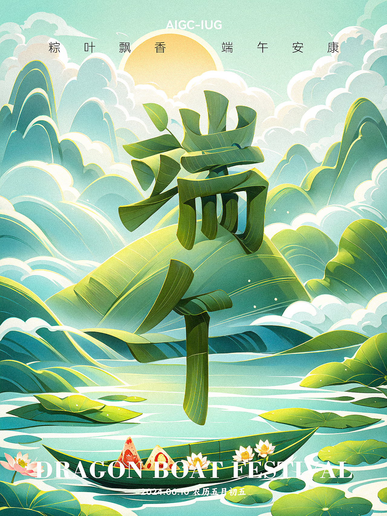 AIGC~端午创意字海报