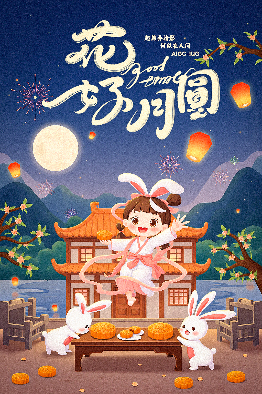 AIGC~中秋节海报设计