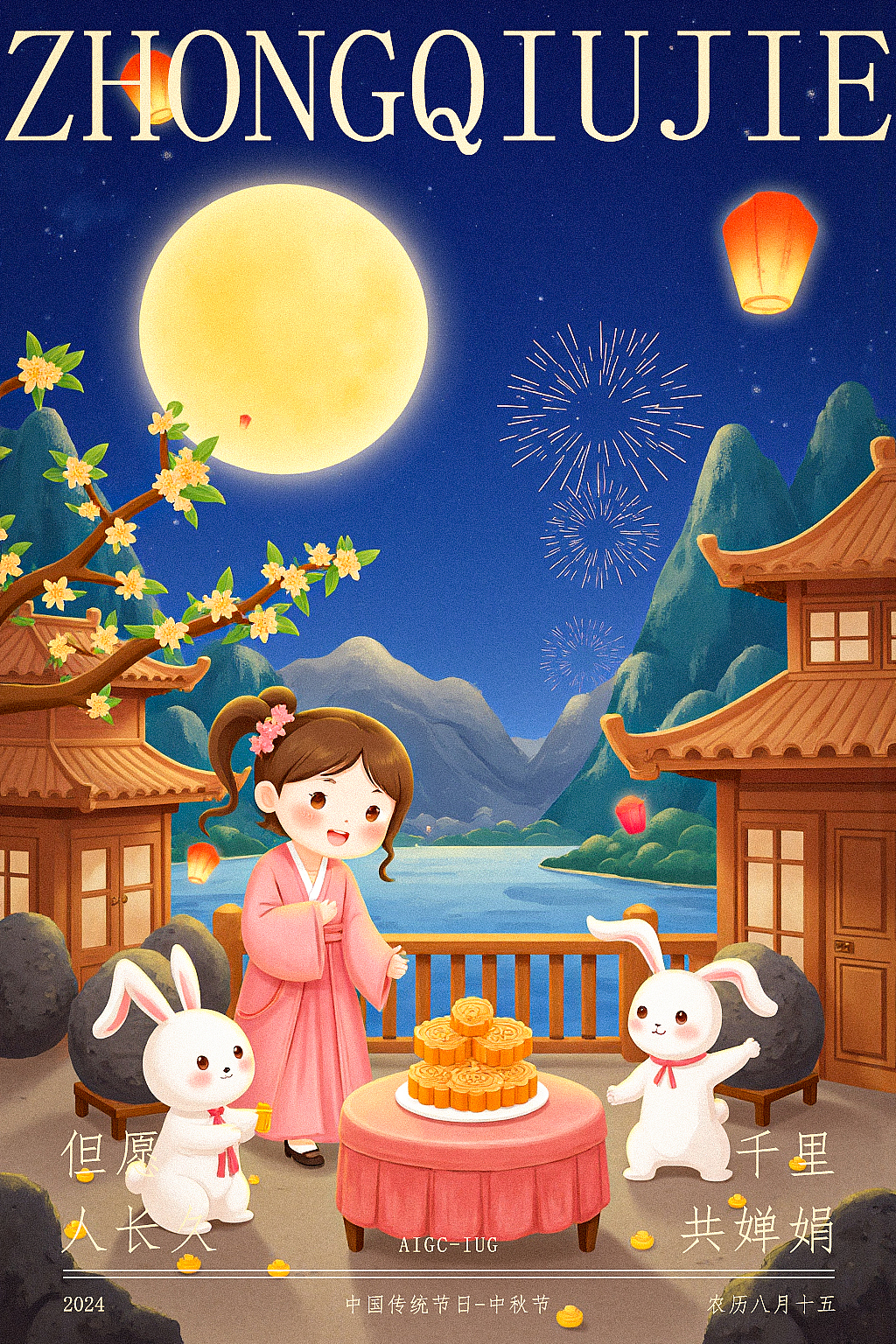 AIGC~中秋节海报设计