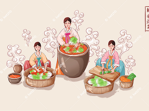 韩国泡菜插画手绘