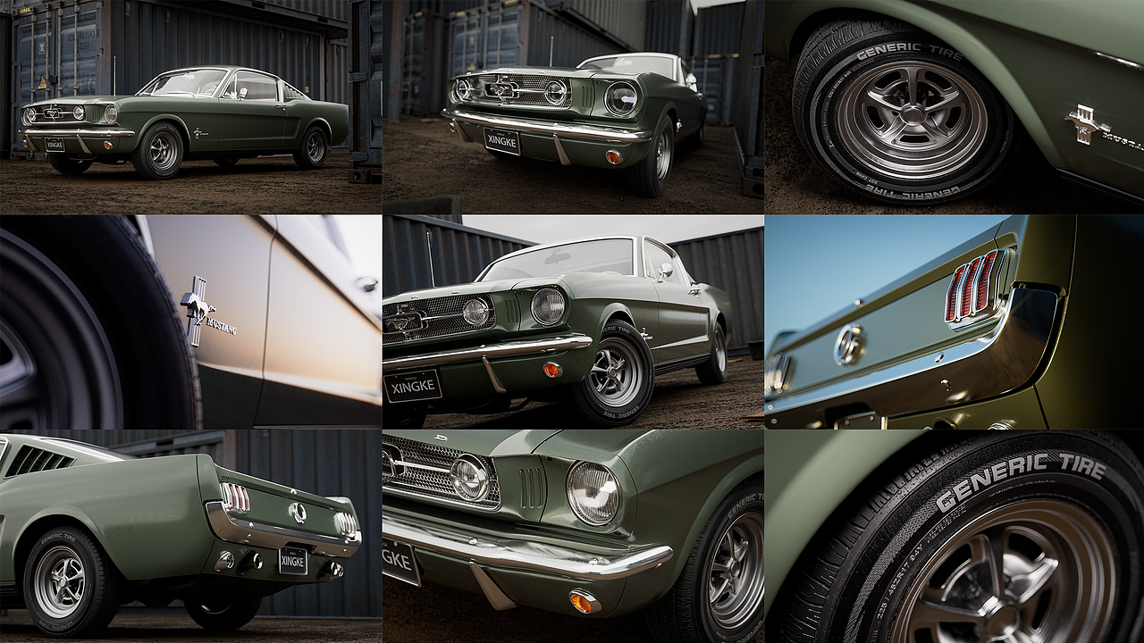C4D&OC 1965_Ford_Mustang福特野马 汽车渲染（图ZMzkwMjQ4NTg4） - 机械/交通 - 站酷设计师Xinggg原创素材 - 站酷ZCOOL