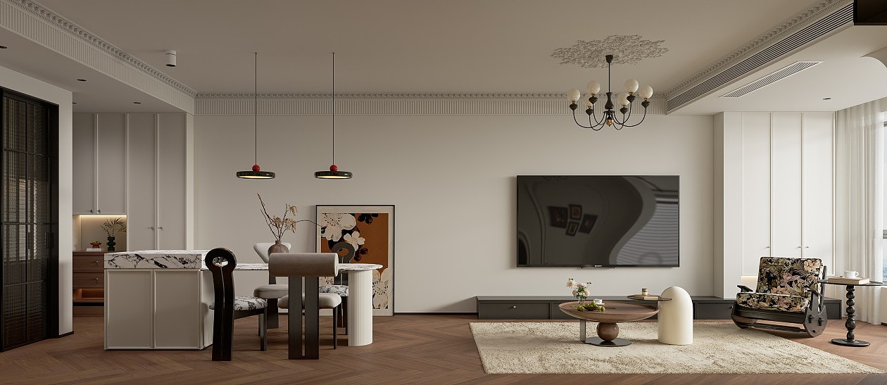 法式复古客餐厅厨房效果图表现（图ZMzkwMjY0NzA0） - 家装设计 - 站酷设计师王彤ing原创素材 - 站酷ZCOOL