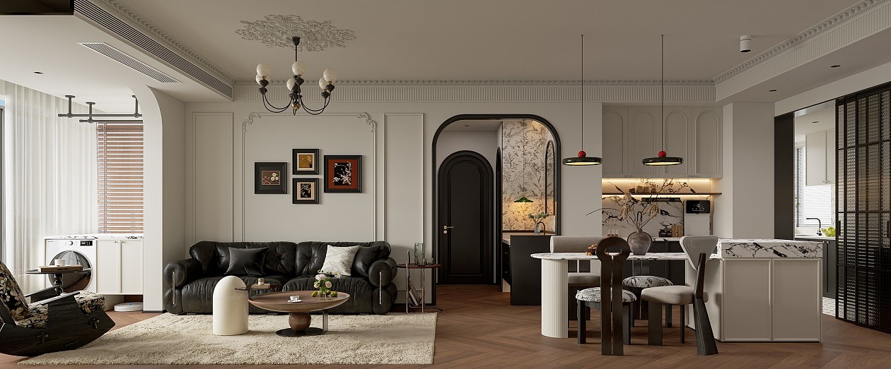 法式复古客餐厅厨房效果图表现（图ZMzkwMjY0NzA4） - 家装设计 - 站酷设计师王彤ing原创素材 - 站酷ZCOOL