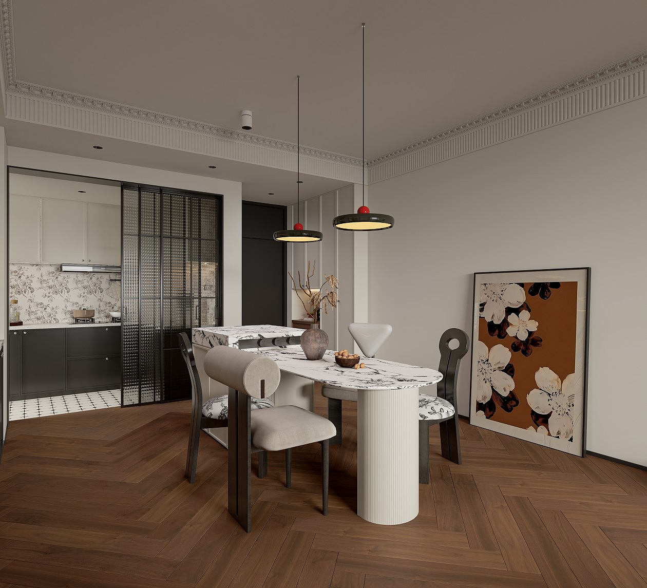 法式复古客餐厅厨房效果图表现（图ZMzkwMjY0NzEy） - 家装设计 - 站酷设计师王彤ing原创素材 - 站酷ZCOOL