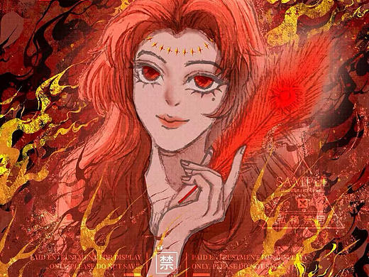 原创头像插画朱雀