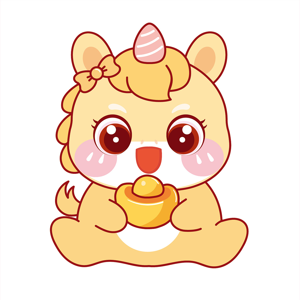 马宝宝抱抱系列卡通可爱插画吉祥物IP小马驹