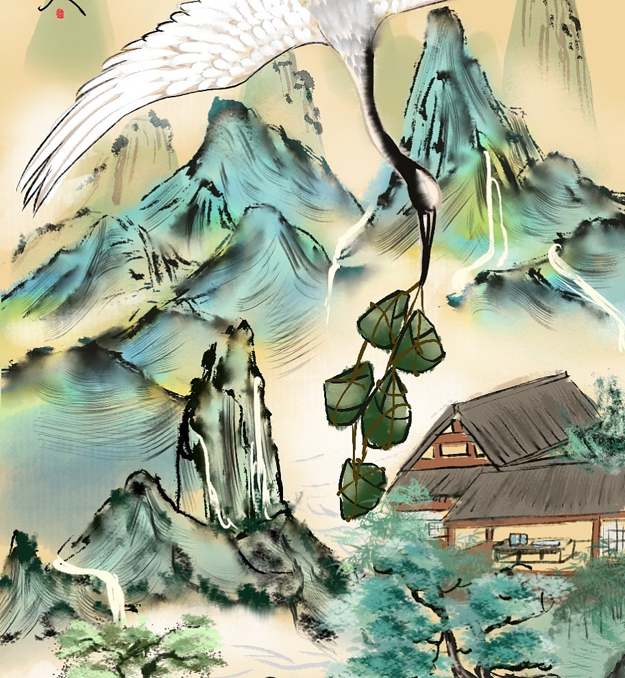 端午小景粽子来聊天（图ZMzkwMzA3Mjgw） - 商业插画 - 站酷设计师研墨人原创素材 - 站酷ZCOOL