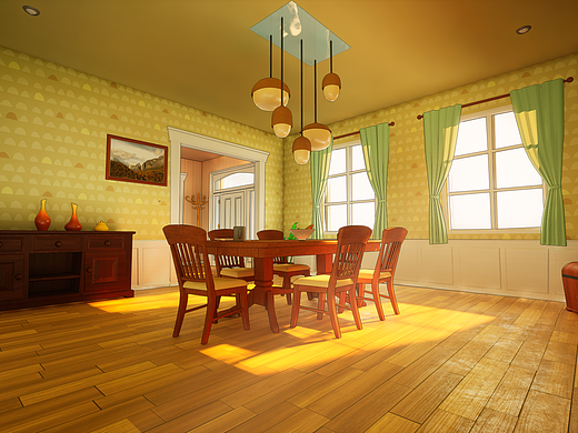 风格化室内场景打光练习（个人主页-ZNzE4ODgxNTI=） - 场景 - 站酷设计师山神山神原创素材 - 站酷ZCOOL