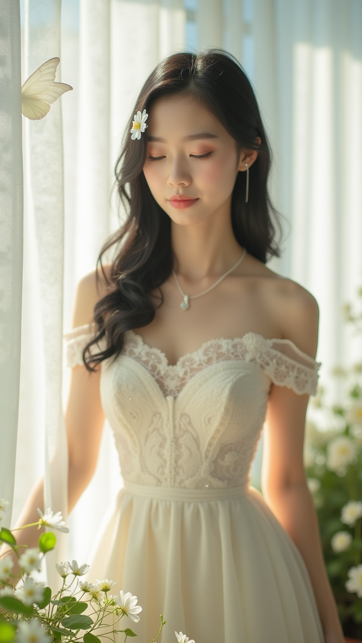 【AIGC梦幻婚纱美学】：白纱与花卉的浪漫算法融合