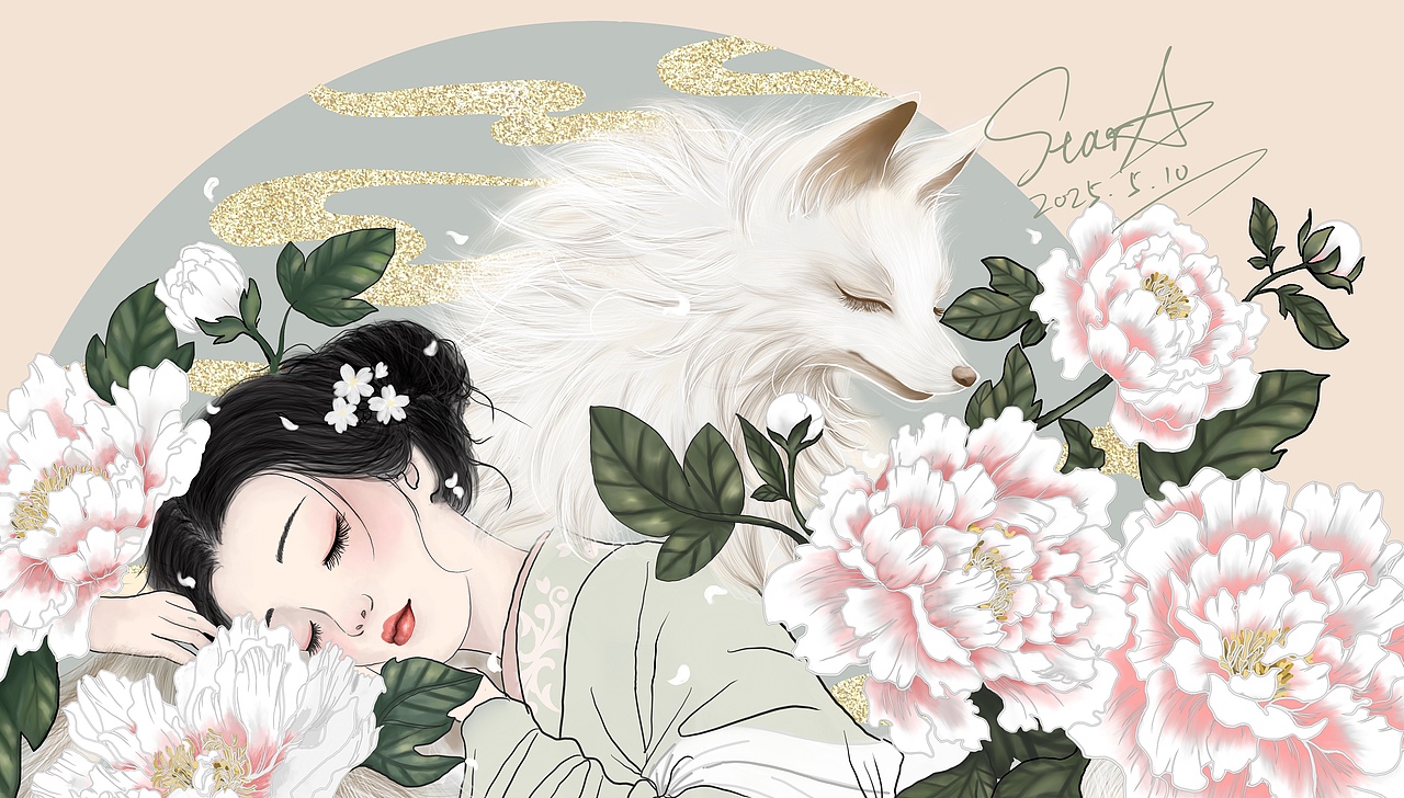 狐狸 花朵 少女（图ZMzkwMzQwMjk2） - 商业插画 - 站酷设计师star_星原创素材 - 站酷ZCOOL