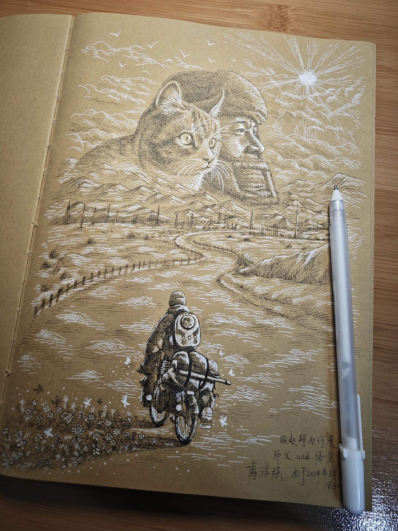 《路与你》——赵朔和悟空（图ZMzkwMzQxNTk2） - 艺术插画 - 站酷设计师傅淳强画者之旅原创素材 - 站酷ZCOOL