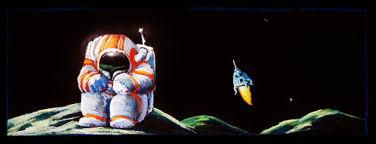 色粉画《登月》（图ZMzkwMzUwOTI4） - 绘本 - 站酷设计师珍妮玛黛晋原创素材 - 站酷ZCOOL