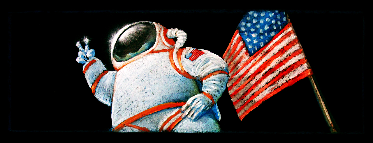 色粉画《登月》（图ZMzkwMzUwOTA0） - 绘本 - 站酷设计师珍妮玛黛晋原创素材 - 站酷ZCOOL