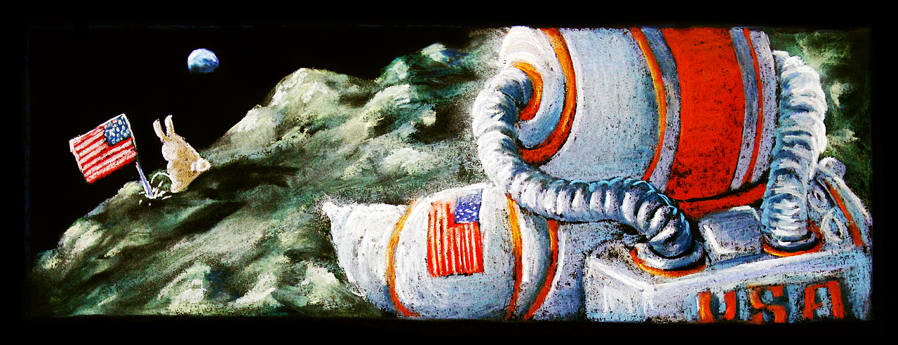 色粉画《登月》（图ZMzkwMzUwOTA4） - 绘本 - 站酷设计师珍妮玛黛晋原创素材 - 站酷ZCOOL