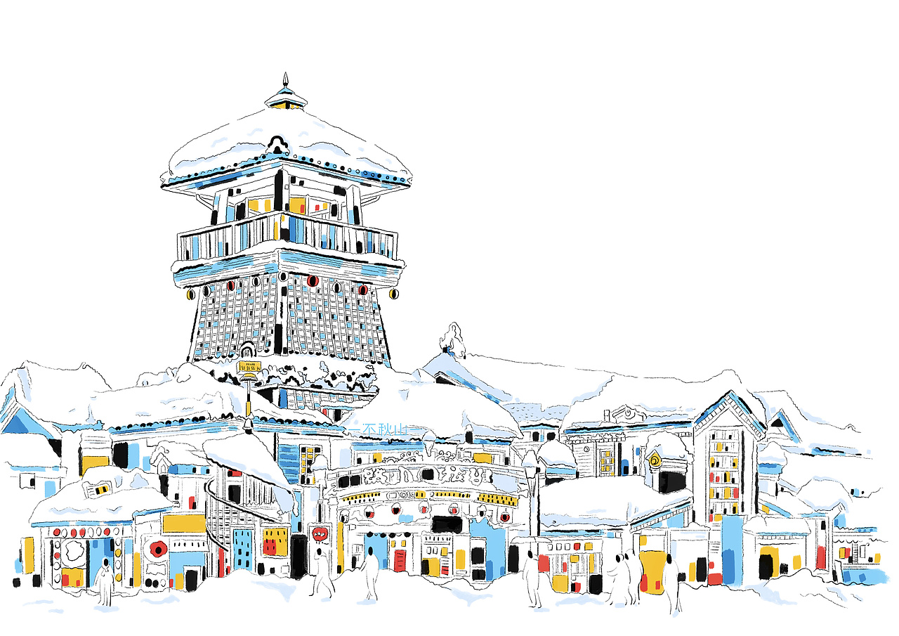 雪季建筑插画