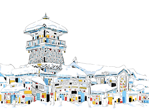 雪季建筑插画