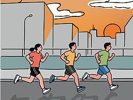 晨跑原创插画