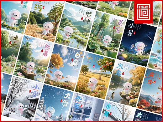 一道吉祥物·水母宝宝/24节气创意海报