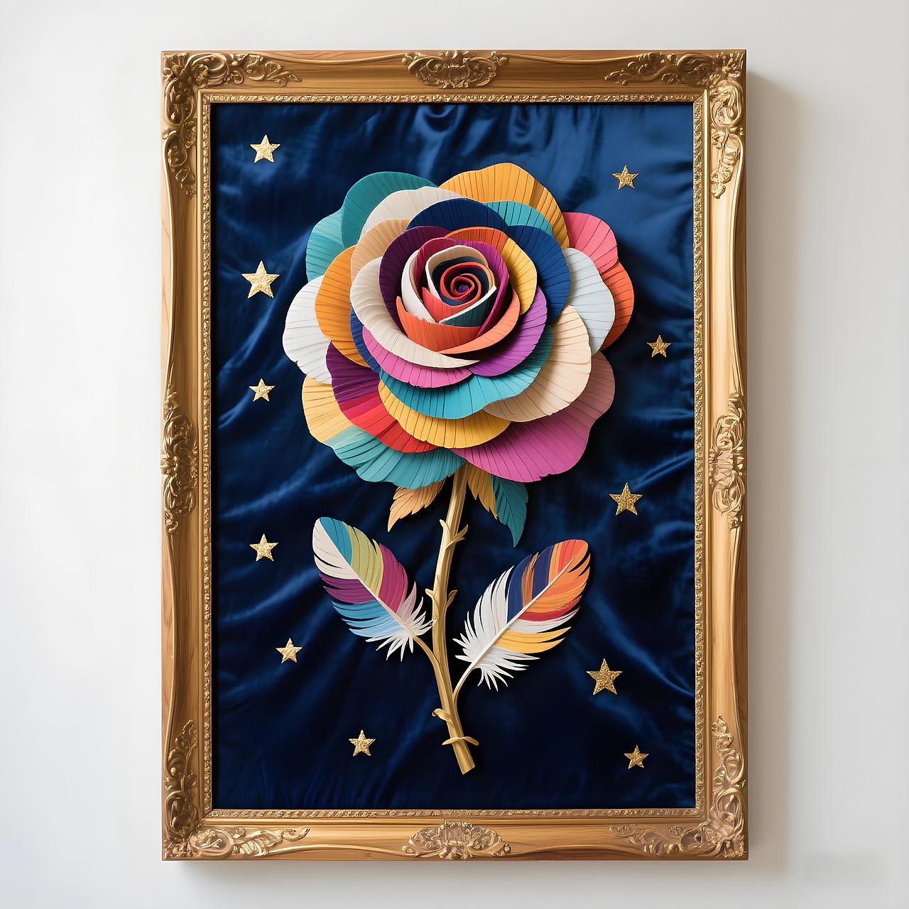 现代轻奢装饰画  花卉艺术画 玫瑰花艺术挂画 创意