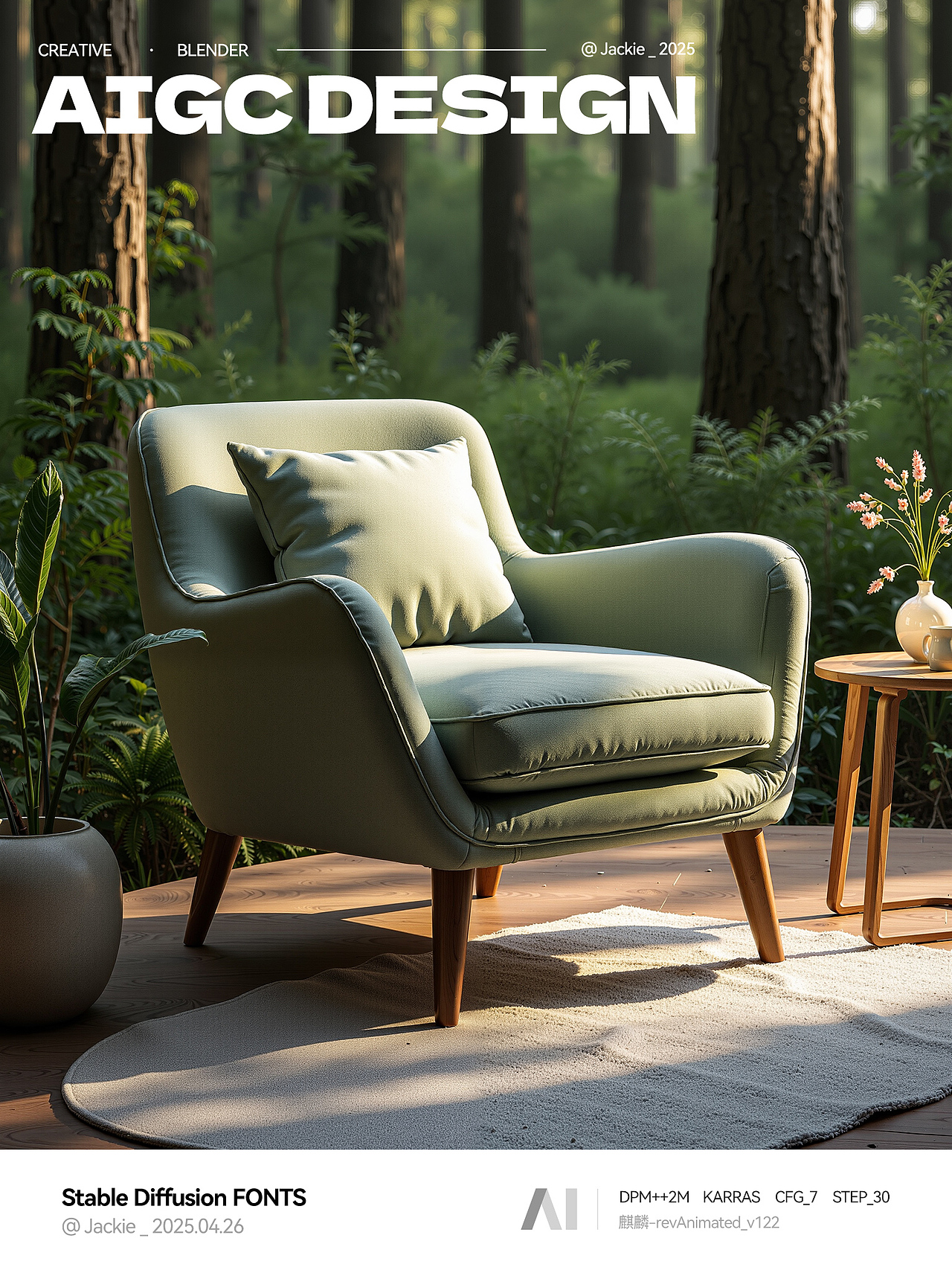AIGC写实产品摄影-绿森林沙发椅（图ZMzkwNDYwOTI4） - 产品摄影 - 站酷设计师August_Jackie原创素材 - 站酷ZCOOL