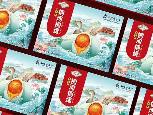 咸鸭蛋插画礼盒农产品包装设计端午礼盒桐河鸭蛋