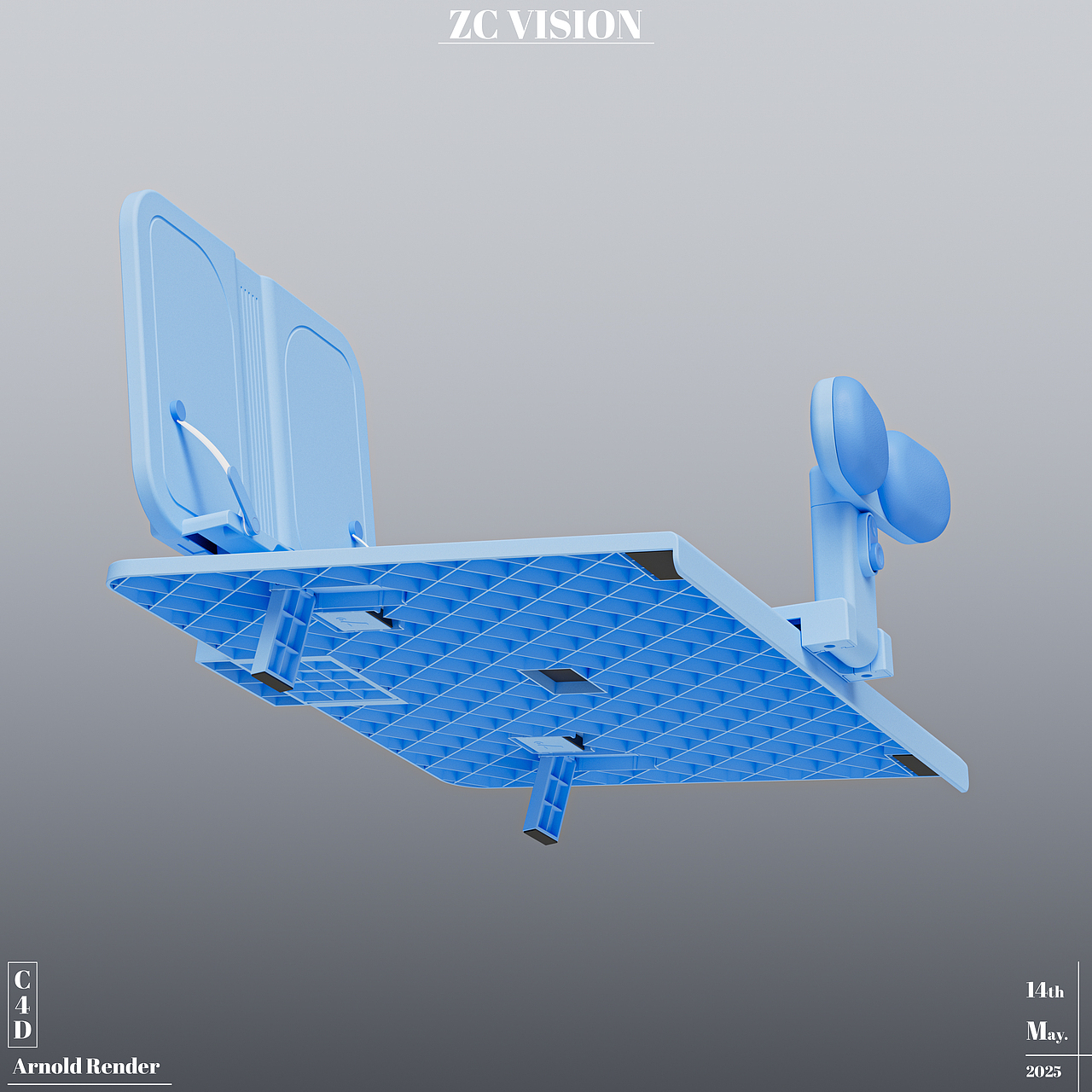 冉日坐姿矫正器+阅读架2合1渲染图丨C4D&Arnold