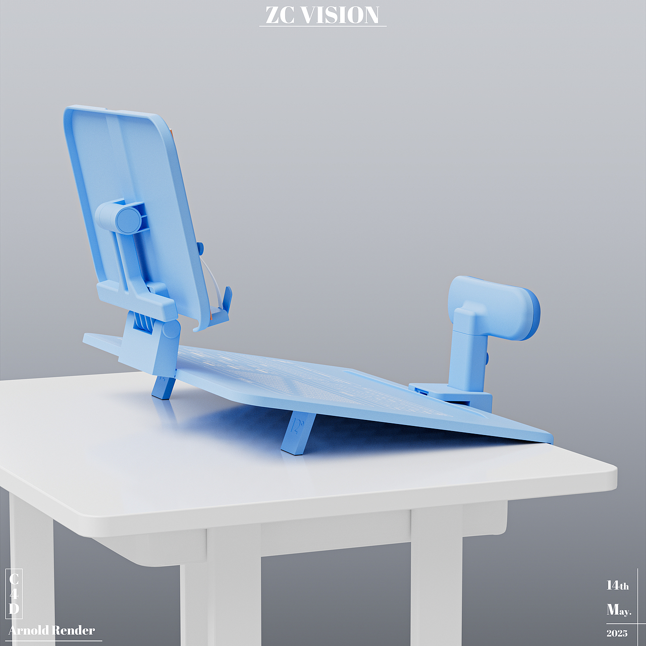 冉日坐姿矫正器+阅读架2合1渲染图丨C4D&Arnold