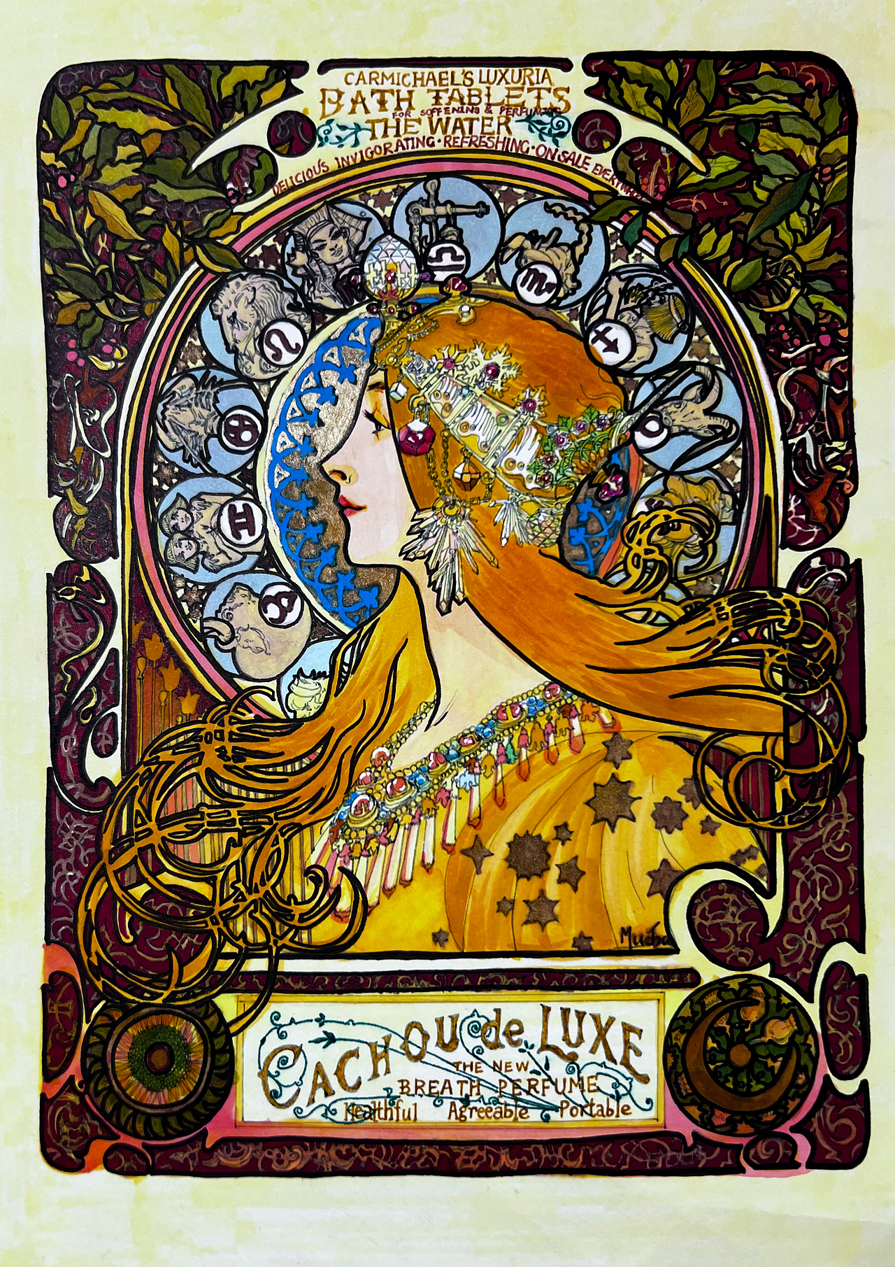 穆夏——黄道十二宫（图ZMzkwNTA5NTg0） - 创作习作 - 站酷设计师榕开心原创素材 - 站酷ZCOOL