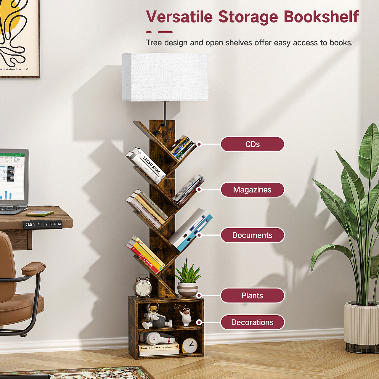 树形书架双层带灯