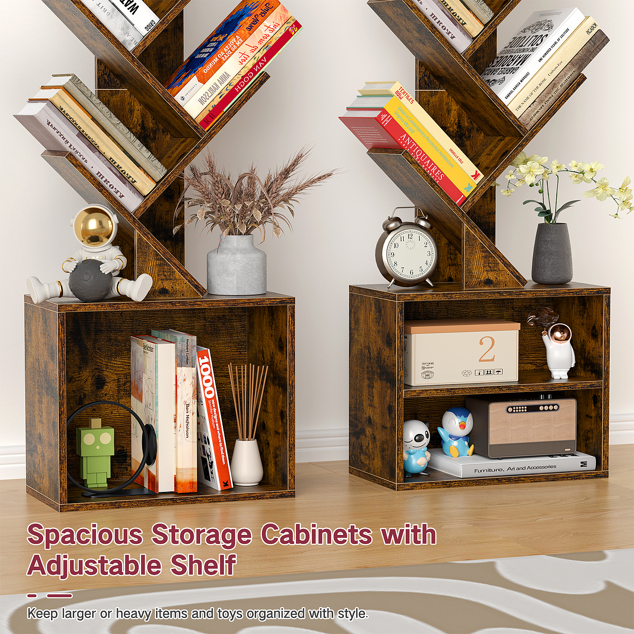 树形书架双层带灯