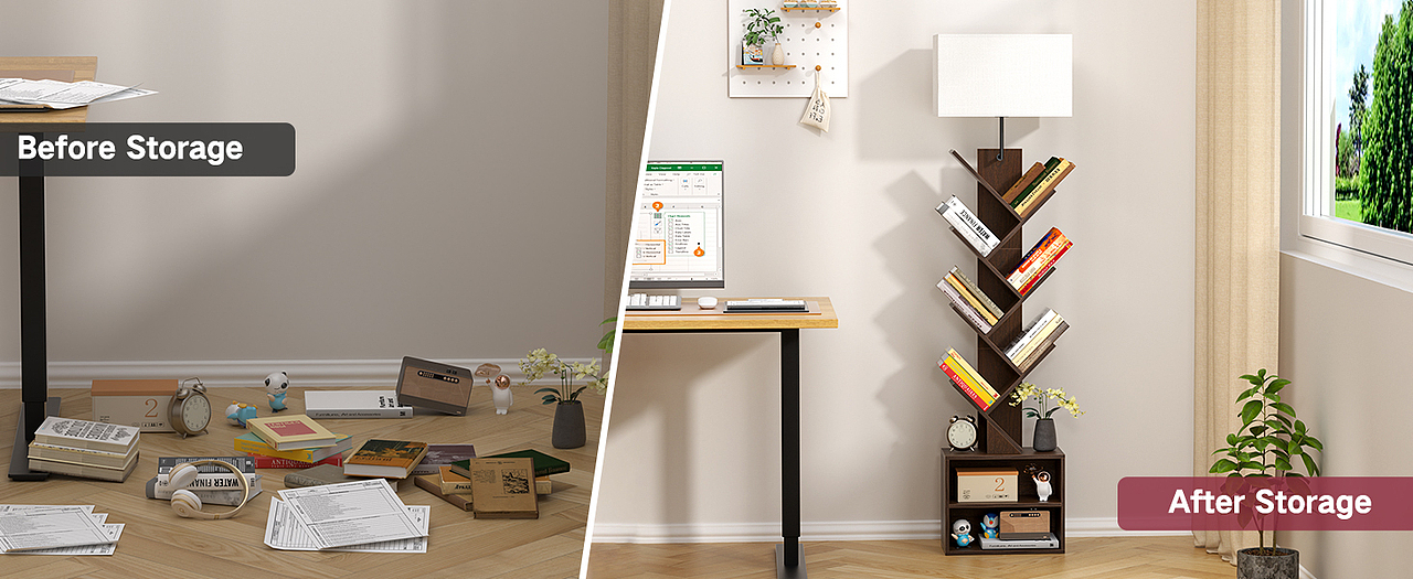 树形书架双层带灯