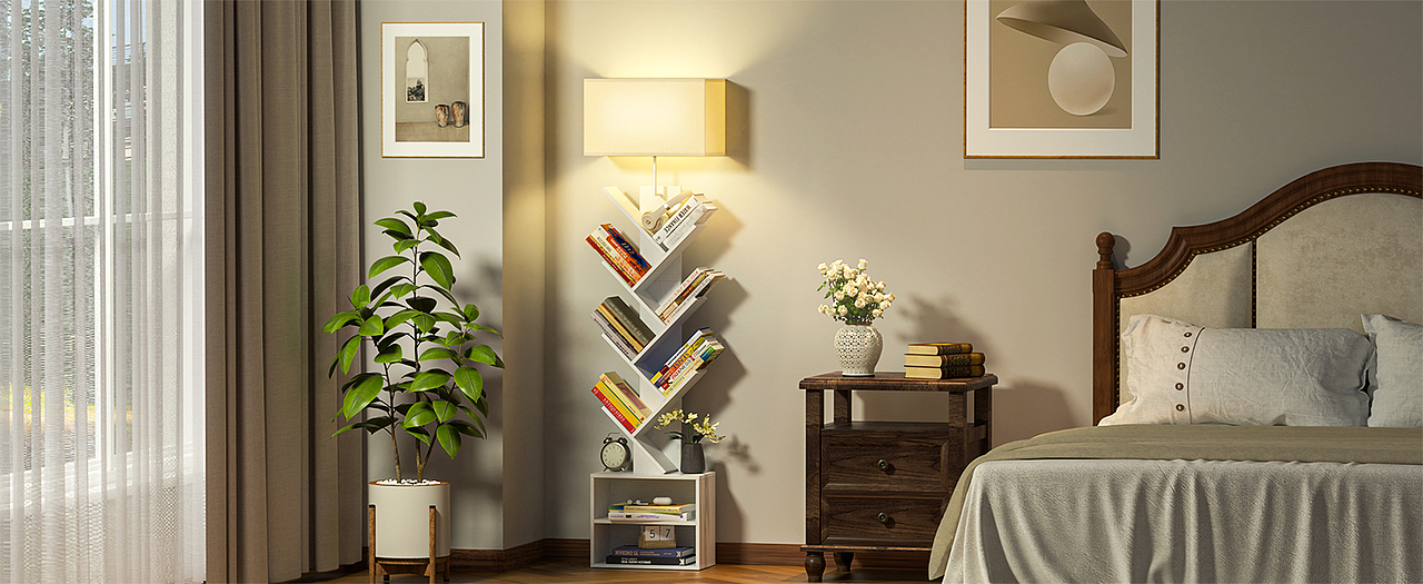 树形书架双层带灯