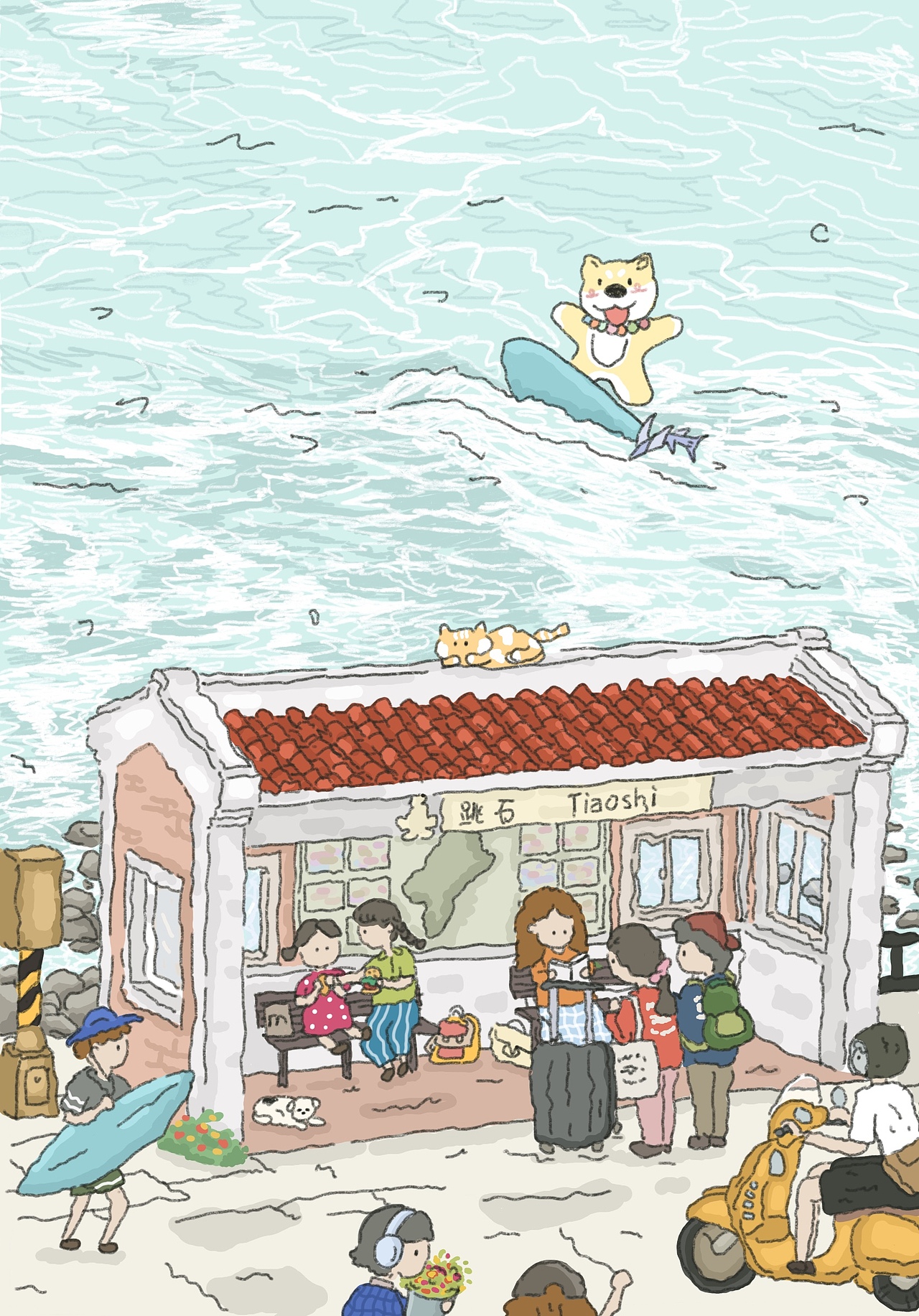 台湾-跳石（图ZMzkwNTM5NTI0） - 艺术插画 - 站酷设计师来福饿了原创素材 - 站酷ZCOOL