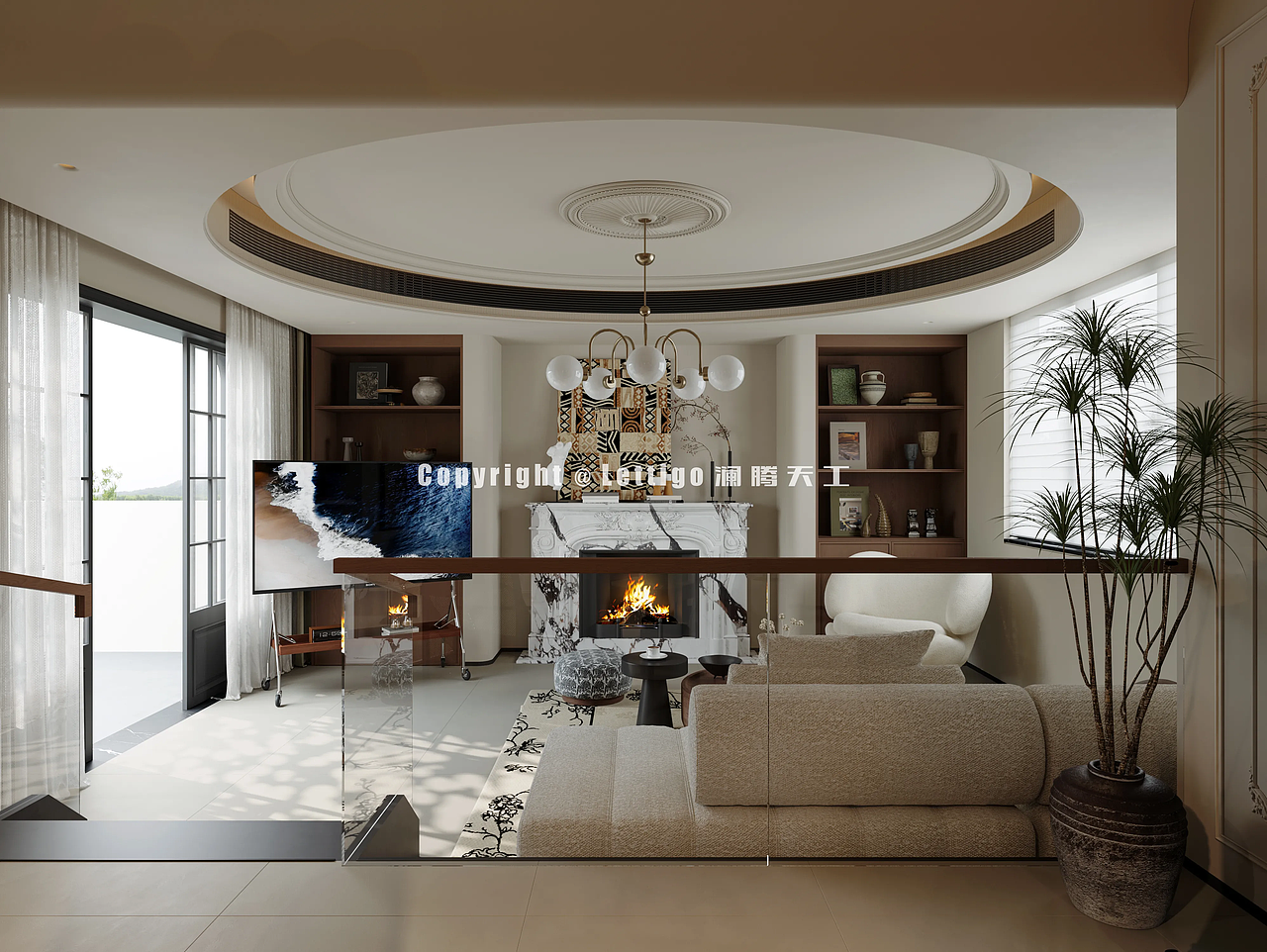 混搭复古小错层（图ZMzkwNTQ5MTQw） - 家装设计 - 站酷设计师澜腾天工表现李工原创素材 - 站酷ZCOOL