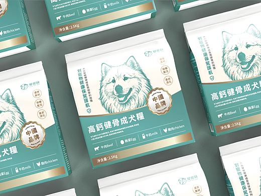高钙健骨成犬粮包装设计【简约版画风】