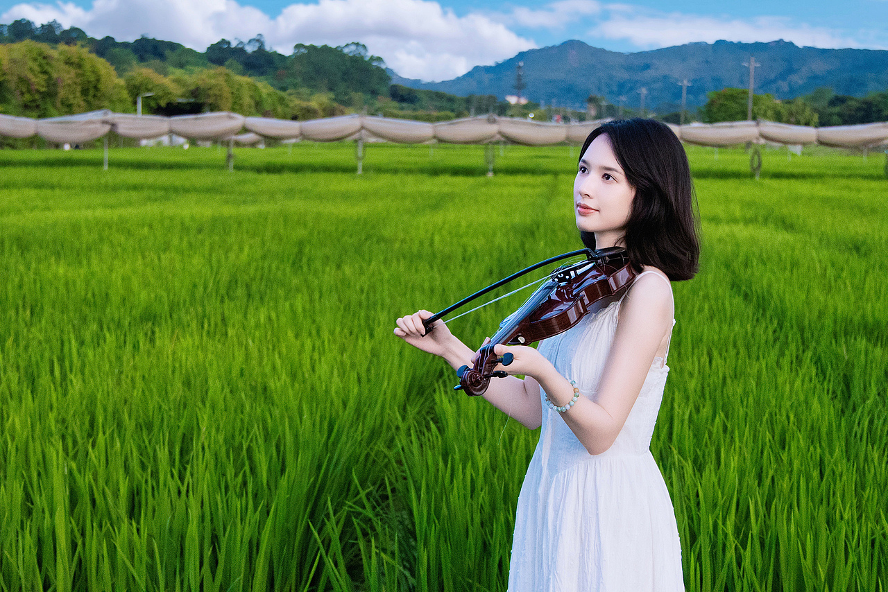 深圳光明小镇欢乐田园少女稻田写真