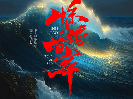风歌造字715-惊涛拍岸等8款书法字合辑