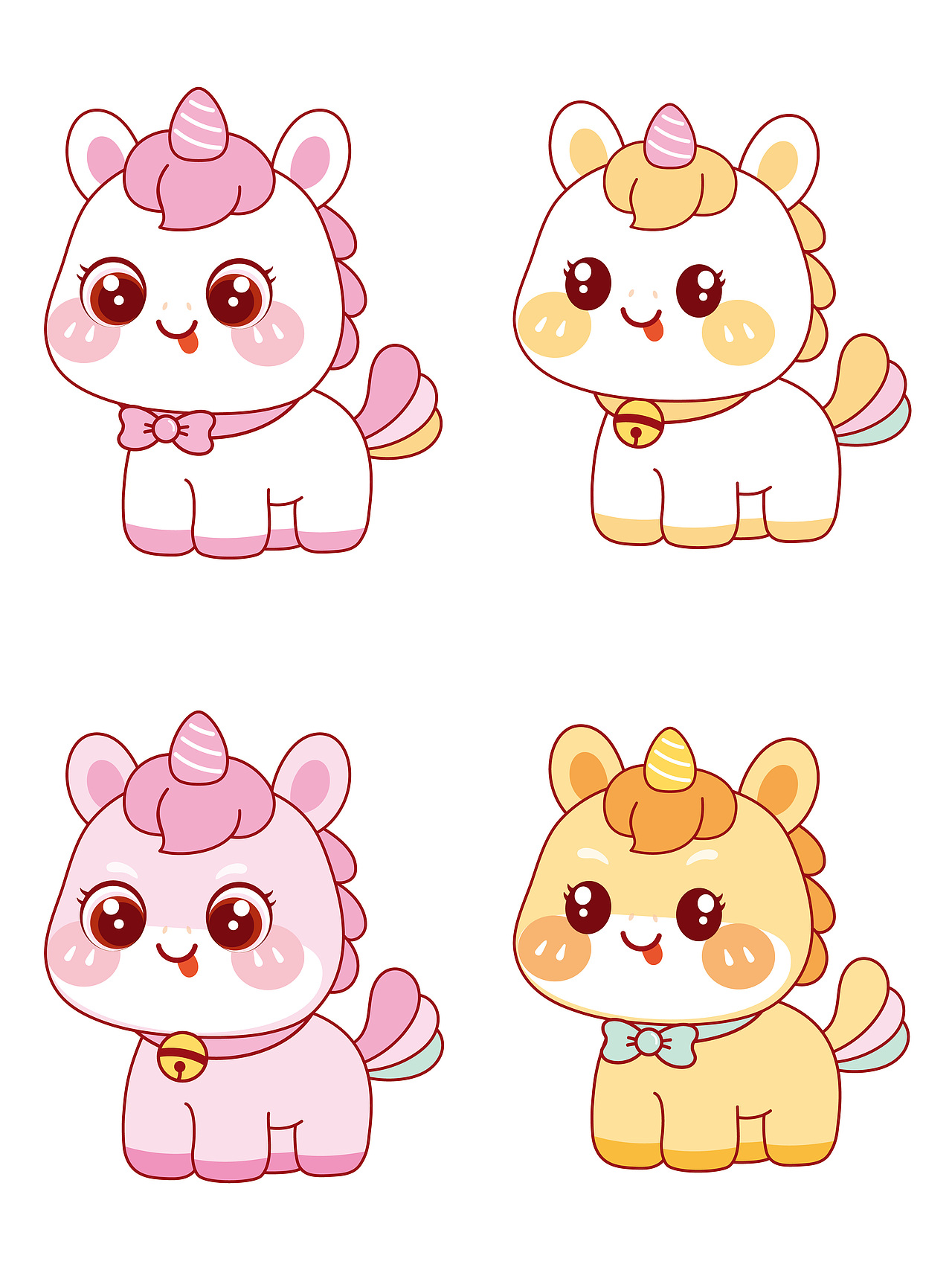 可爱的小马驹可爱插画吉祥物IP形象设计