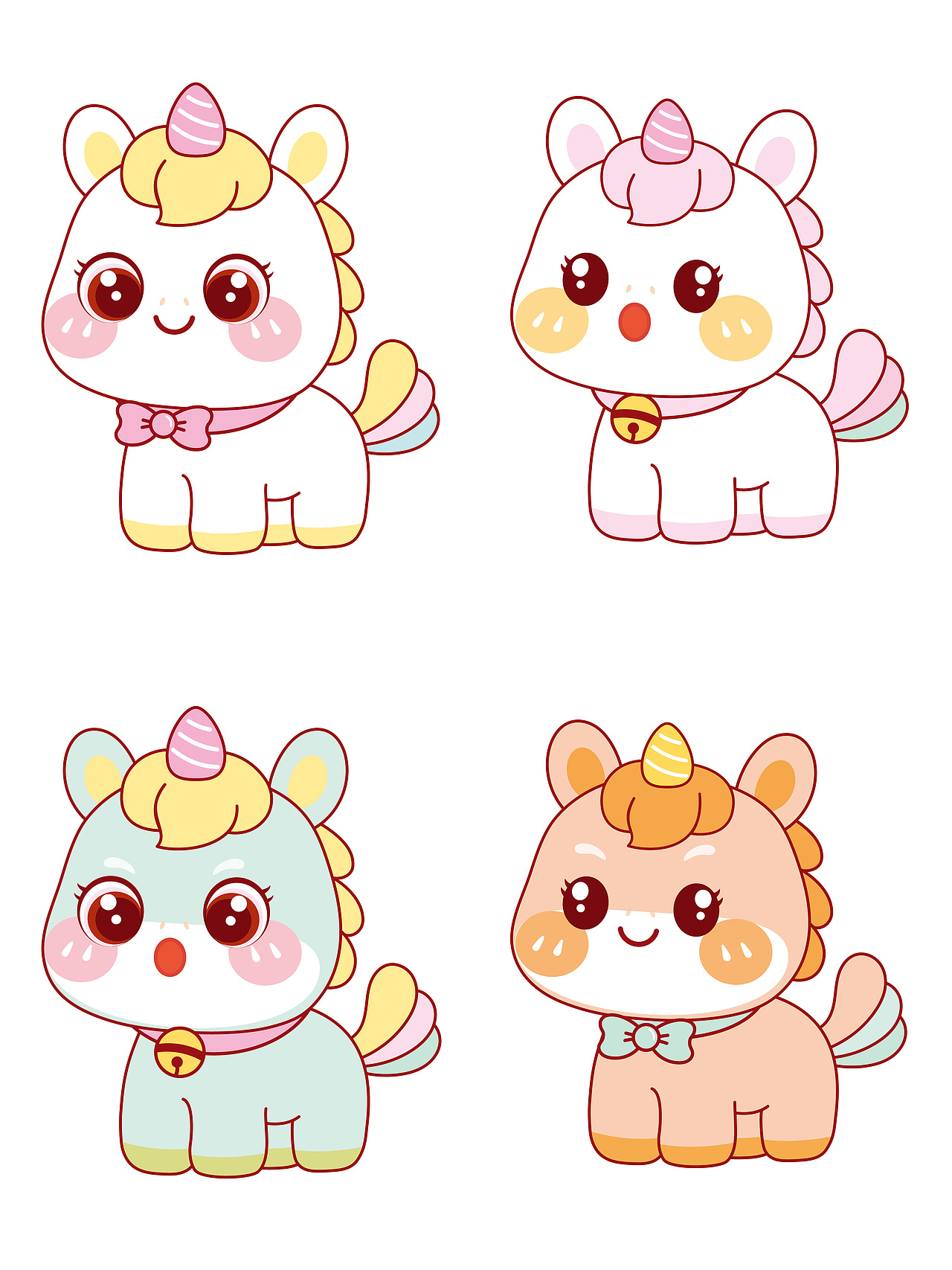 可爱的小马驹可爱插画吉祥物IP形象设计