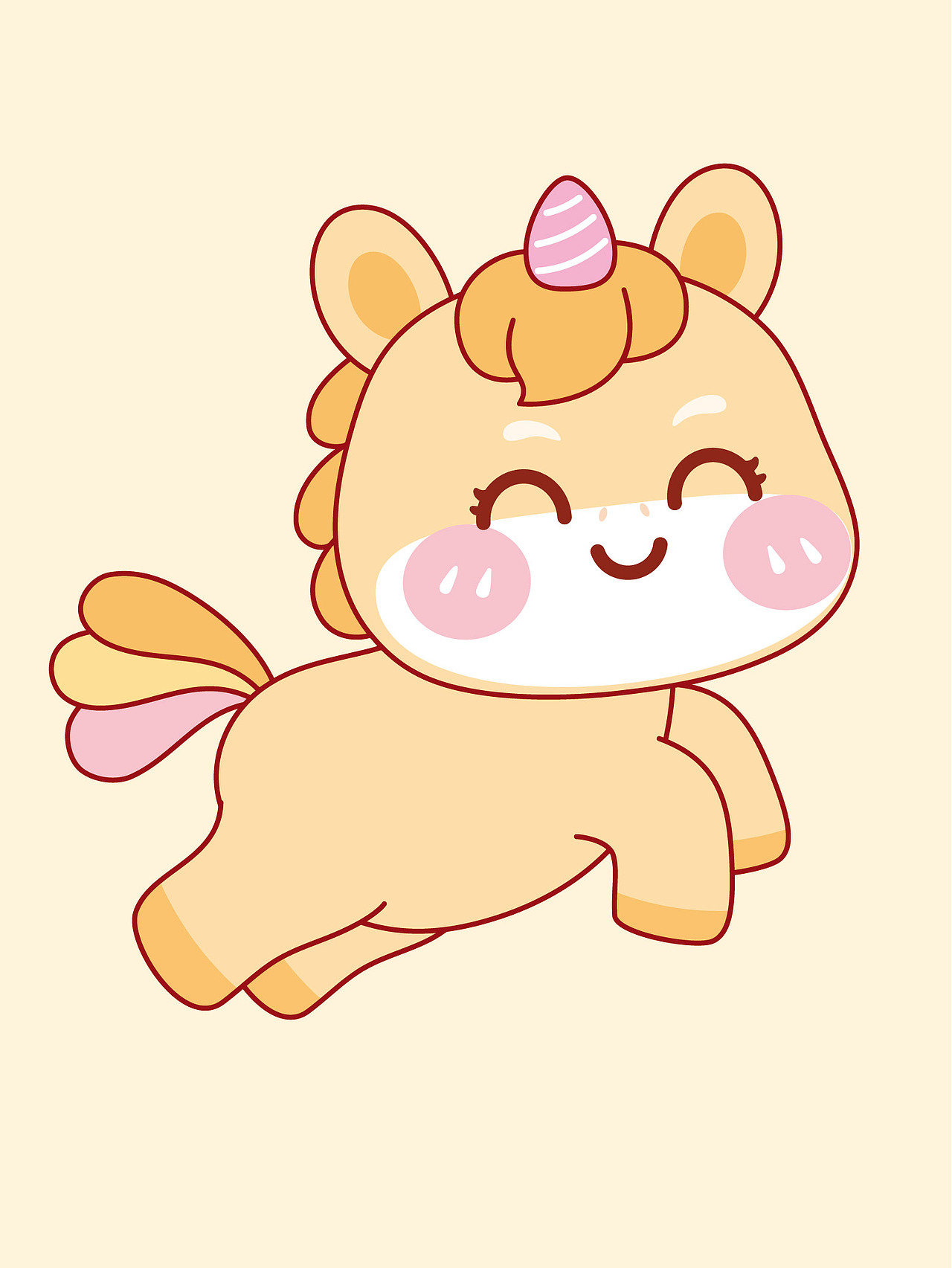 可爱的小马奔跑的小马卡通可爱插画图片设计