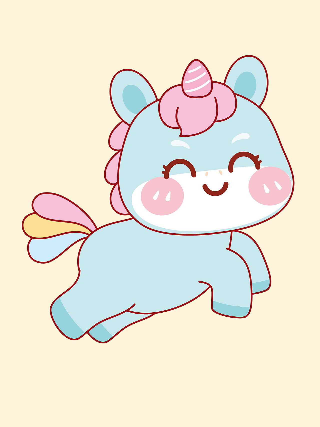 可爱的小马奔跑的小马卡通可爱插画图片设计