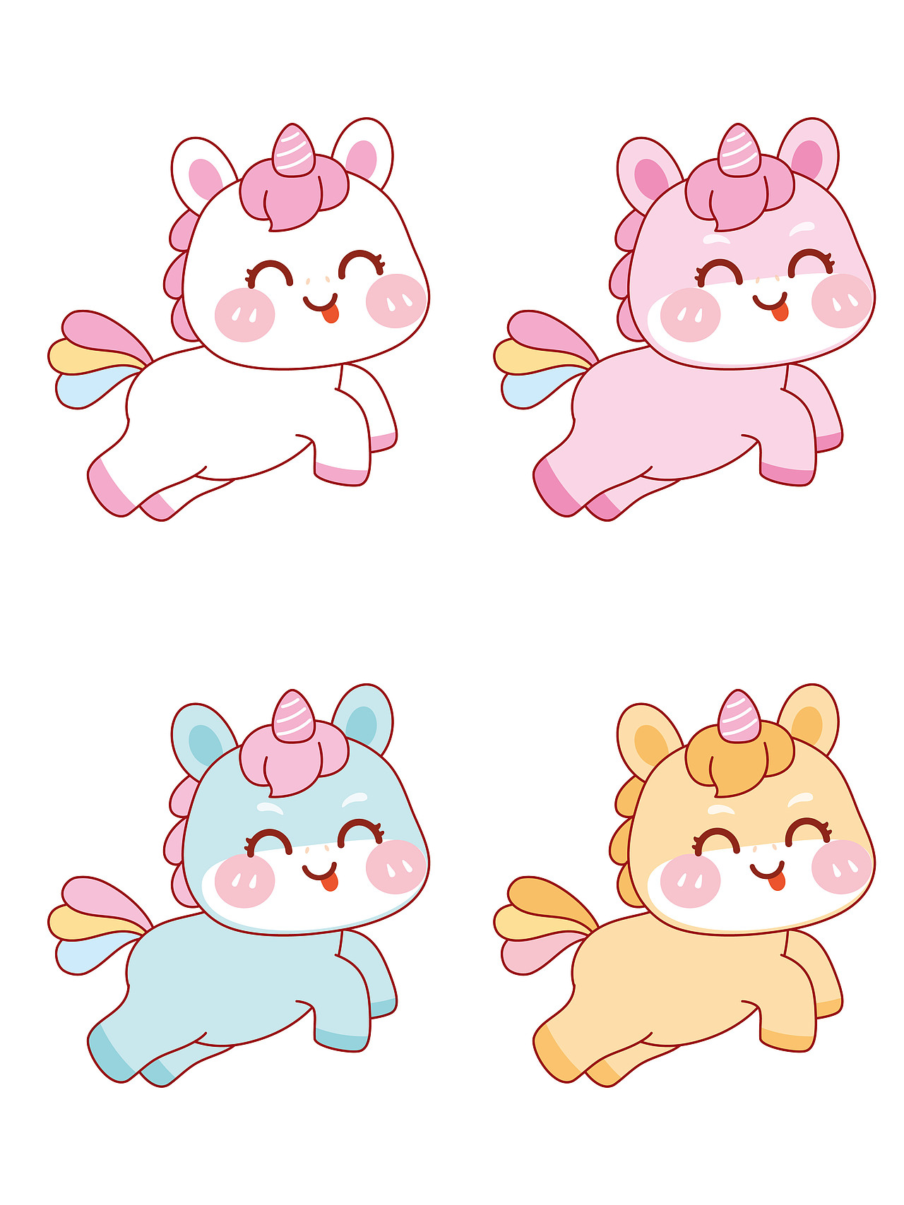 可爱的小马奔跑的小马卡通可爱插画图片设计