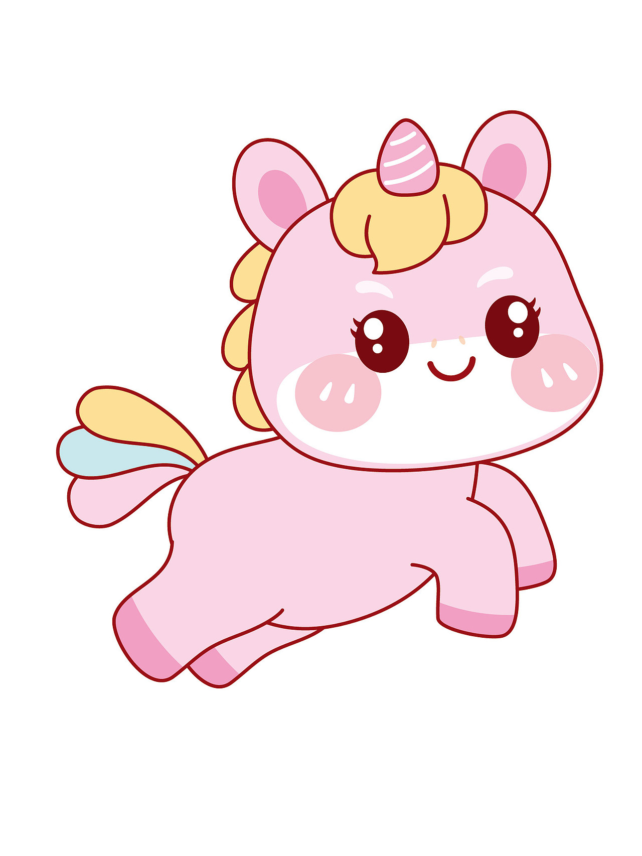 可爱的小马奔跑的小马卡通可爱插画图片设计