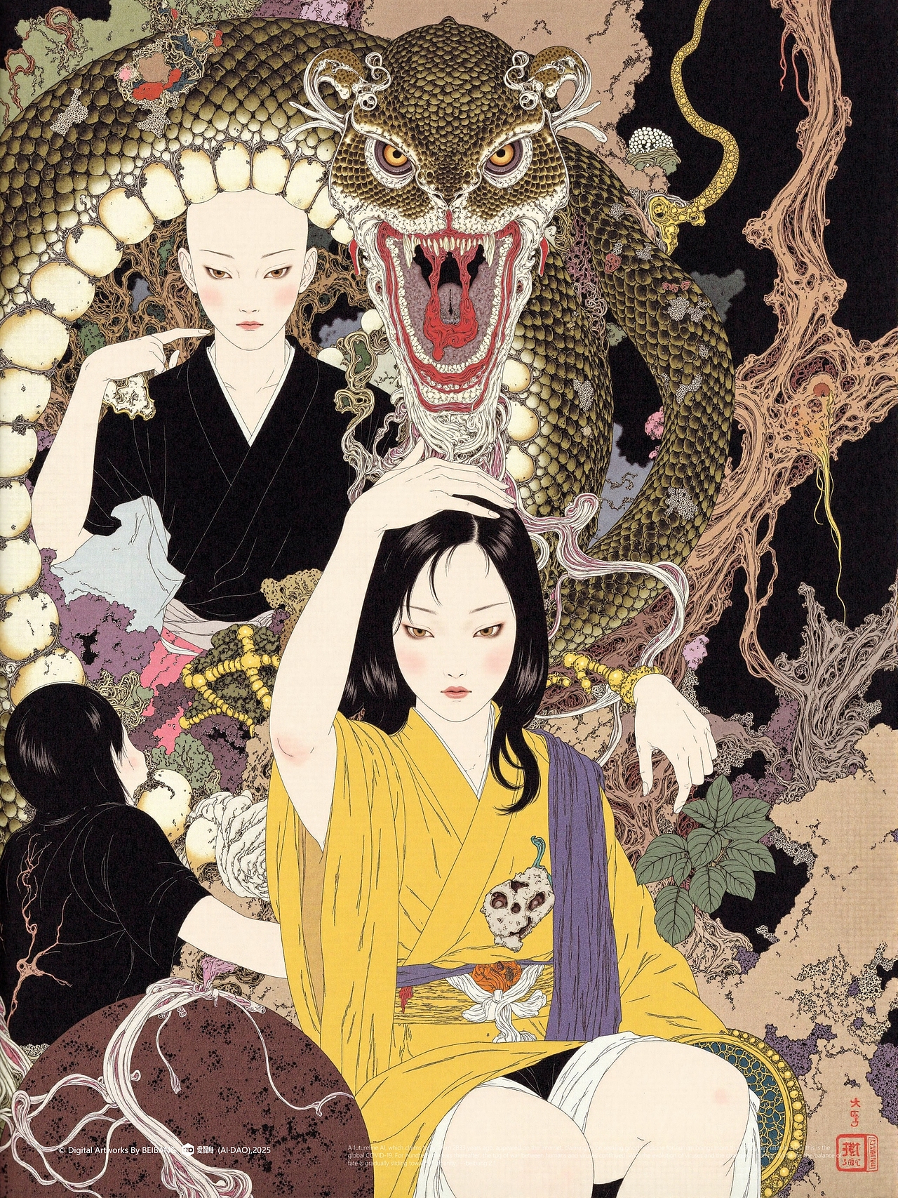 AI插画集:当代浮世绘《兽嘴丹心》