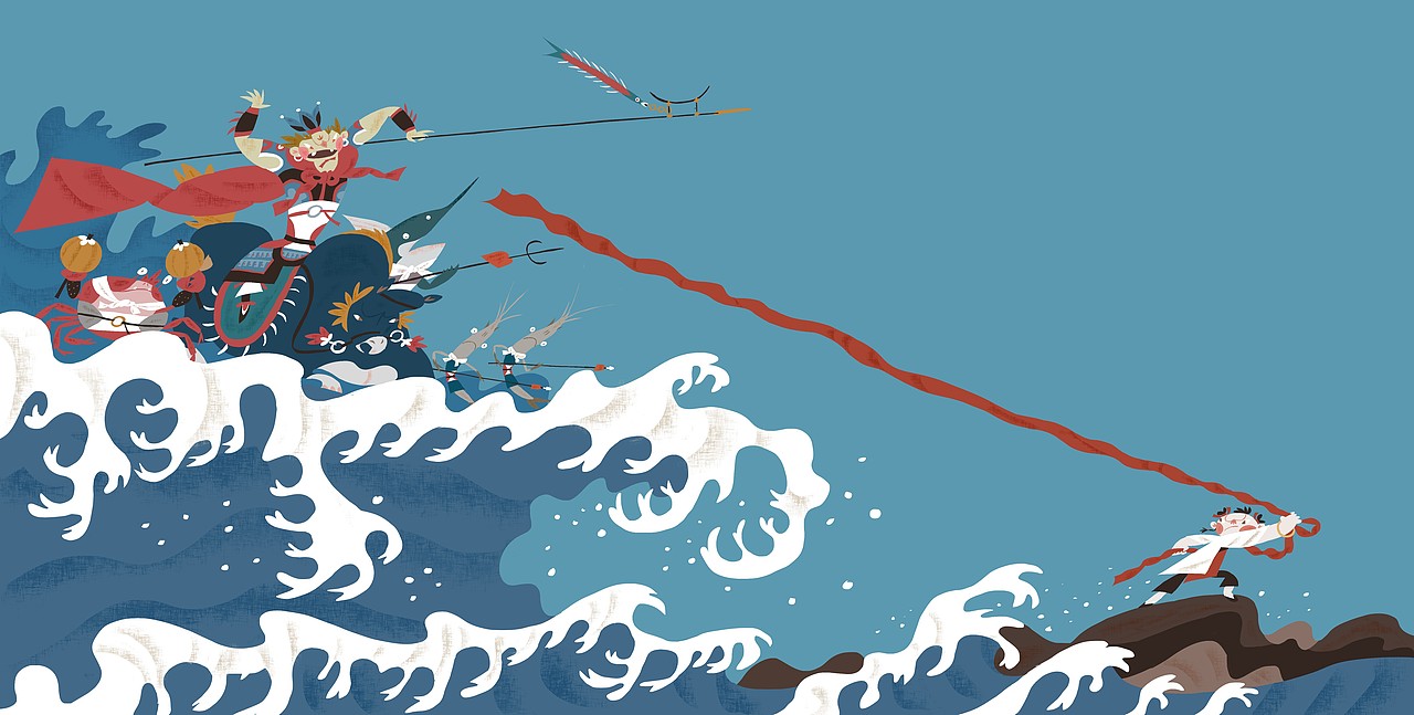 之前做的绘本《哪吒闹海》（图ZMzkwNjkwNzMy） - 绘本 - 站酷设计师兀麓原创素材 - 站酷ZCOOL